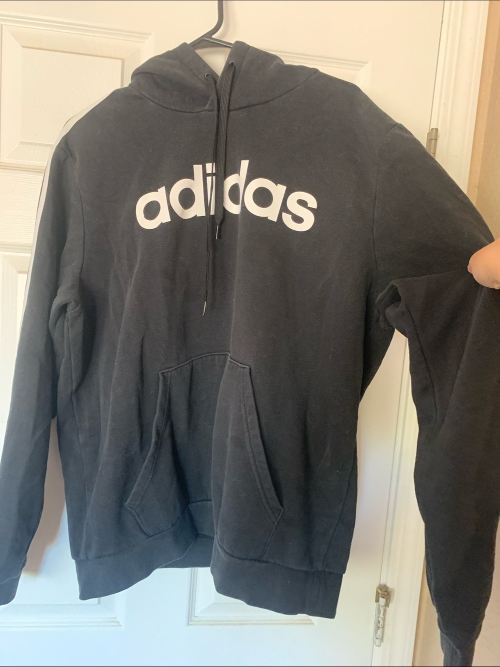 adidas Black Hoodie with White Logo